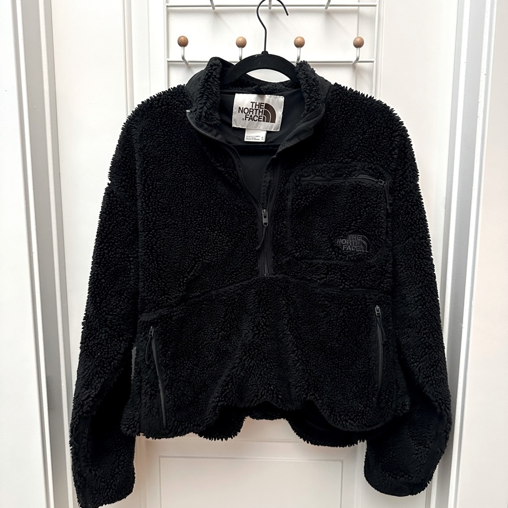 NORTH FACE SHERPA QUARTER ZIP BLACK TEDDY JACKET